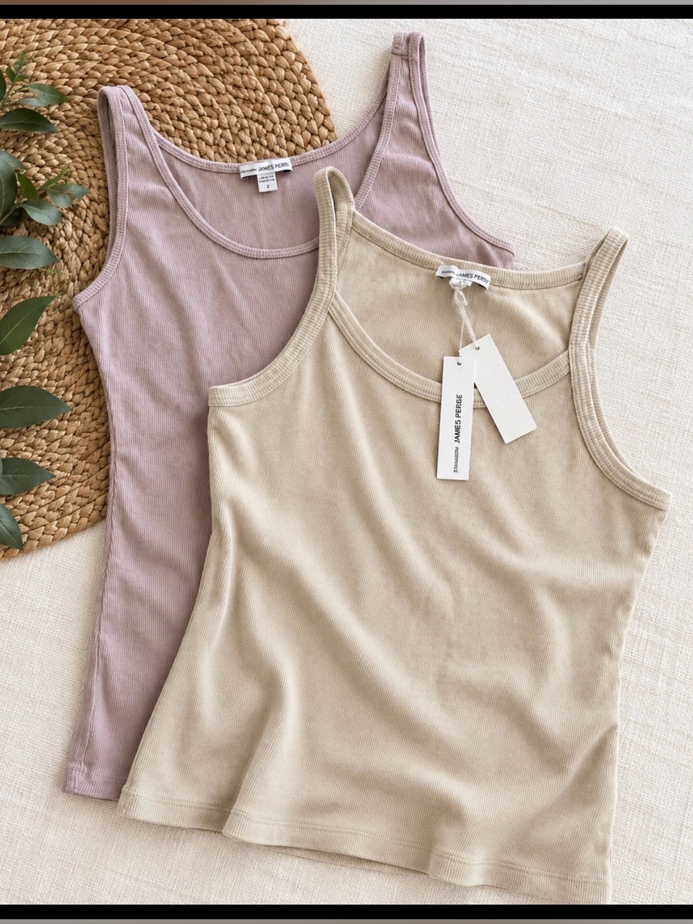 James Perse Standard Ribbed Tank Tops Set of 2 Size 2 Medium